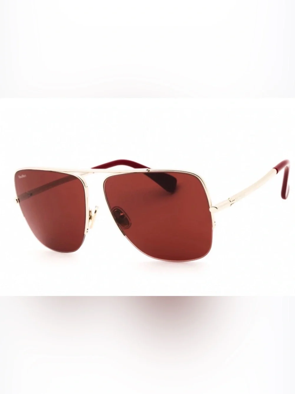 MaxMara Gold Frame Sunglasses with Burgundy Lenses